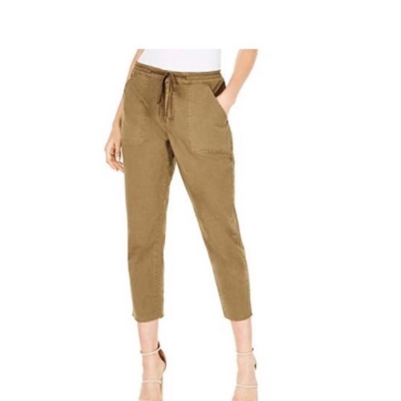 Guess Pants - Guess | NWT Anya Sergeant Green Tie Cropped Raw Hem Cargo Style Crop Pants 2